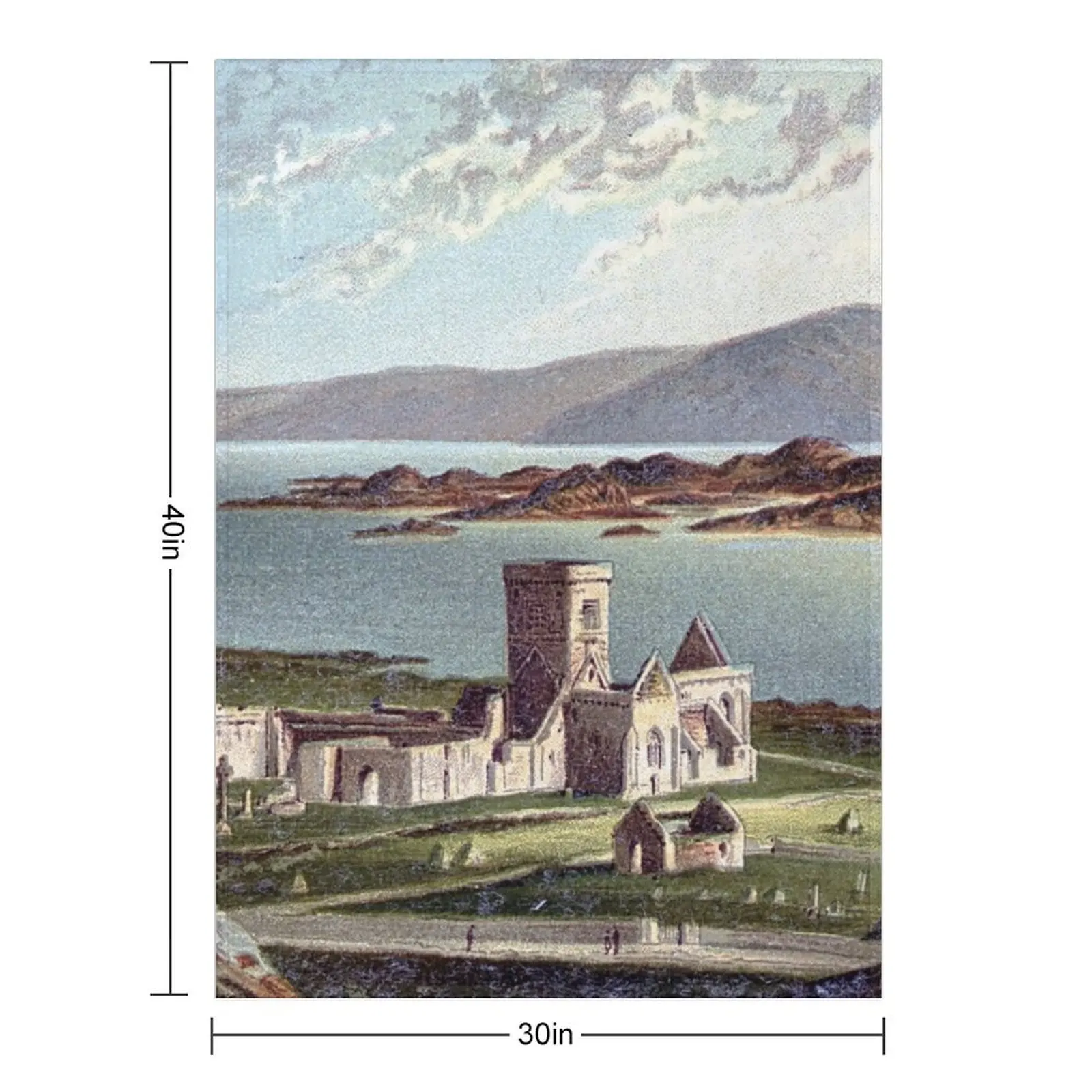 Vintage Illustration of Iona Abbey, Isle of Iona Throw Blanket for babies Plaid on the sofa Sofa cosplay anime Blankets