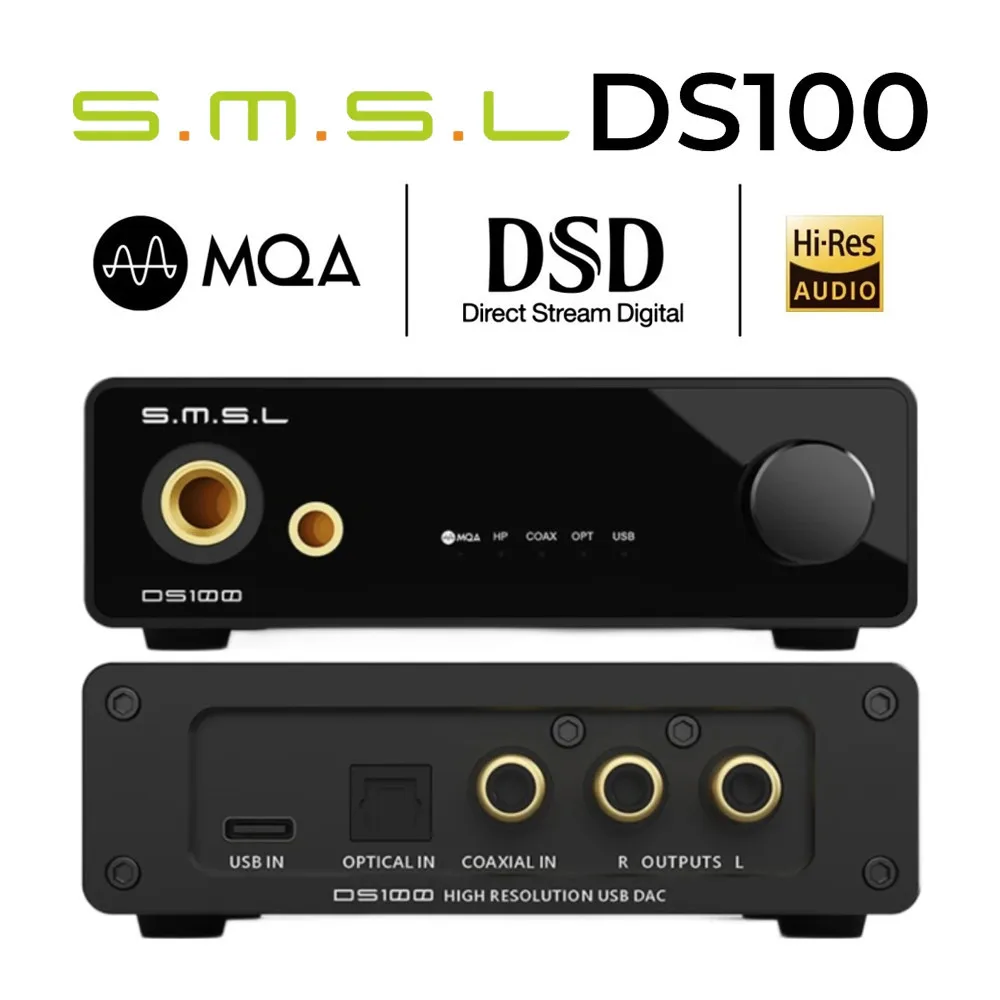 

2024 New SMSL DS100 High Resolution USB MQA DAC Audio Decktop DAC MQA-CD Audio Decoder CS43131 32bit/768kHz DSD256 Headphone DAC