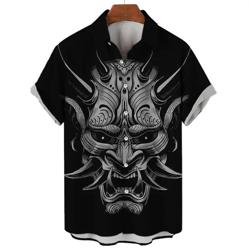 Japanese Samurai Shirt 3D Japan Style Print Short Sleeve Tops Tees Casual Retro Men's Oversized Vintage Clothing