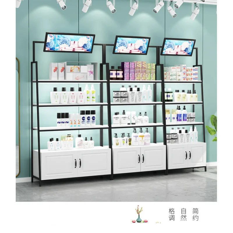 Customized. Custom Luxury Modern Floor Standing Retail Makeup Display Rack Cabinet Cosmetic Display Stand Cosmet