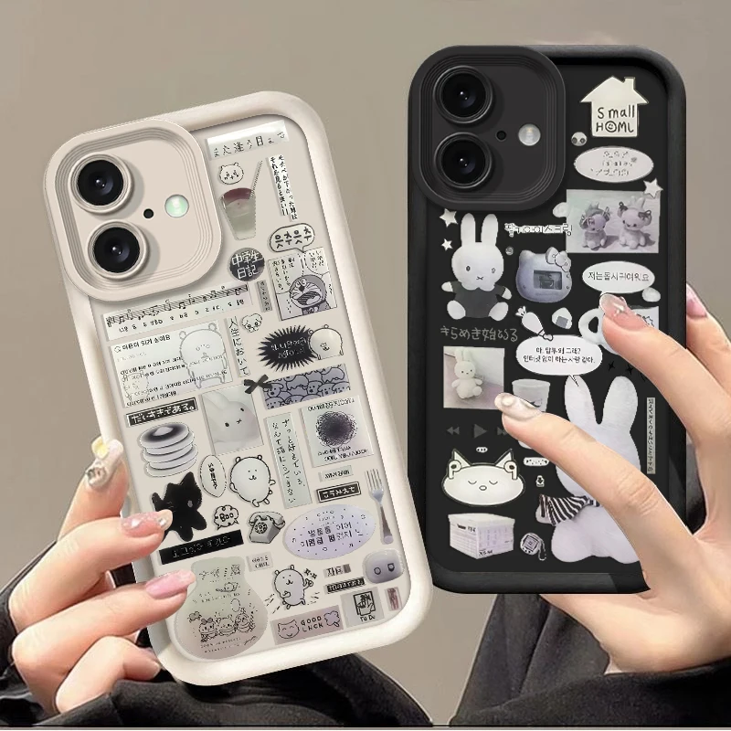 Funda de teléfono suave con bonito conejo Chiikawa para iPhone 16E 16 15 14 13 12 11 Pro Max X XR XS SE 2020 SE4 7 8 Plus, funda de silicona de lujo