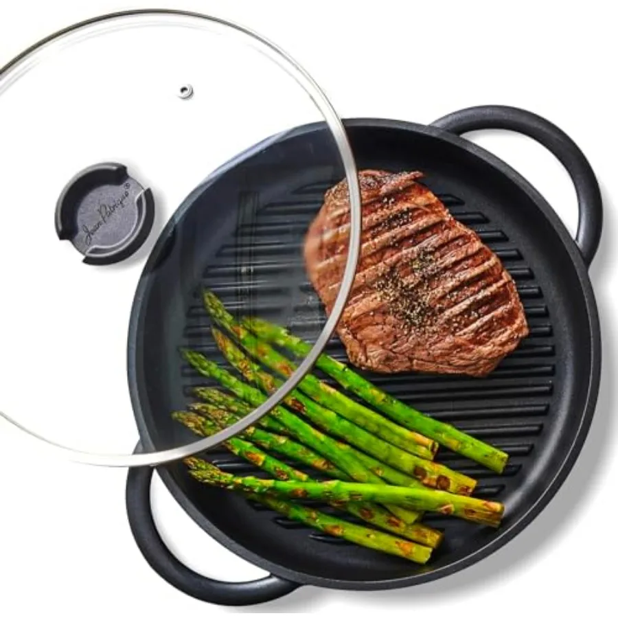 Sartén de aluminio fundido The Whatever Pan para estufa - Más ligera que la sartén de hierro fundido para panqueques con tapa - Antiadherente S