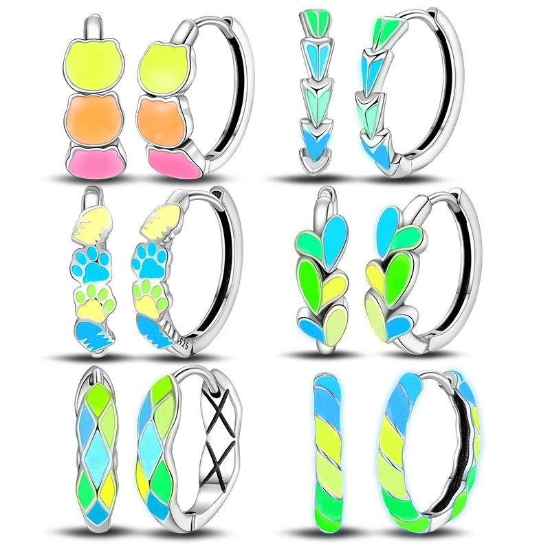

New in Fashion Color Glow Series Earrings For Women 925 Sterling Silver Cat Heart Diamond Moe Claw Earrings Fine Wedding Jewelry