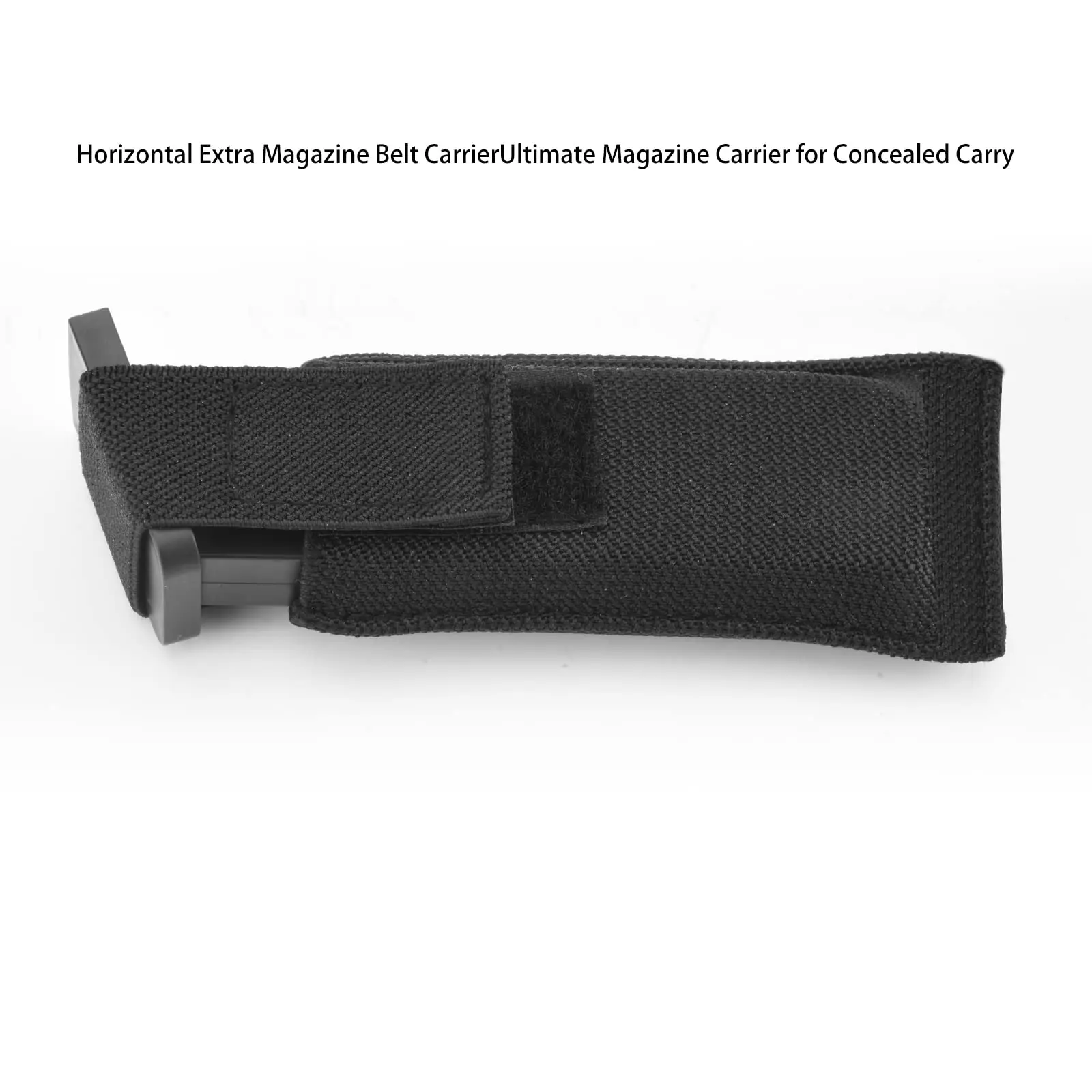 Horizontal 9mm Magazine Pouch Concealed Carrier Mag Holder Extra Single Pistol Magazine Carrier with Safety Hook and Loop