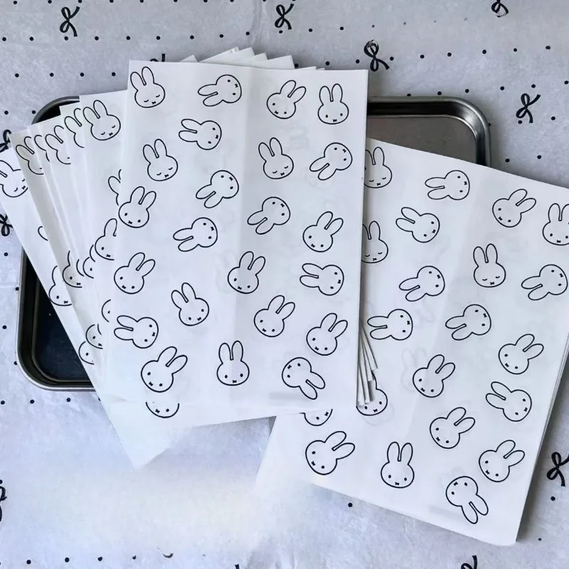 

10 шт. популярных милых пакетов из белой хлопковой бумаги серии Miffy, с мультяшным дизайном, креативные, портативные, утолщенные, с принтом, полупрозрачные упаковочные пакеты