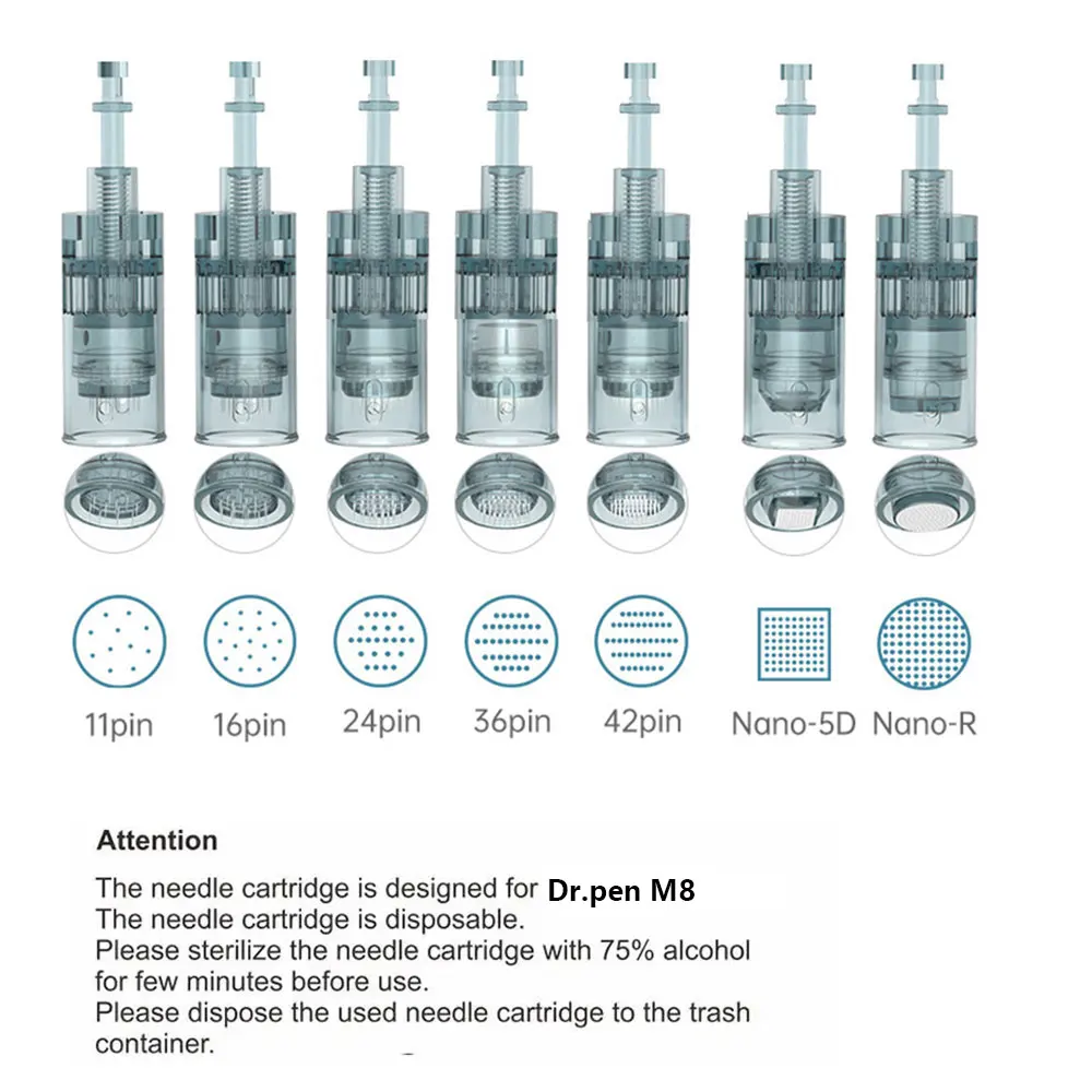 50 pieces Original Dr. Pen M8 Replacement Needle Cartridges - Replacement Parts for Derma pen M8 - 12/18/24/36/42/Nano pins