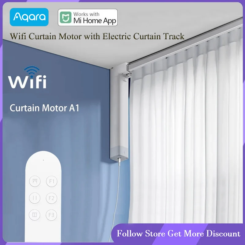

Aqara Wifi Smart Curtain Motor A1 with Electric Curtain Track Customize Super Quiet Rail Automatic Control Support Mi Home APP