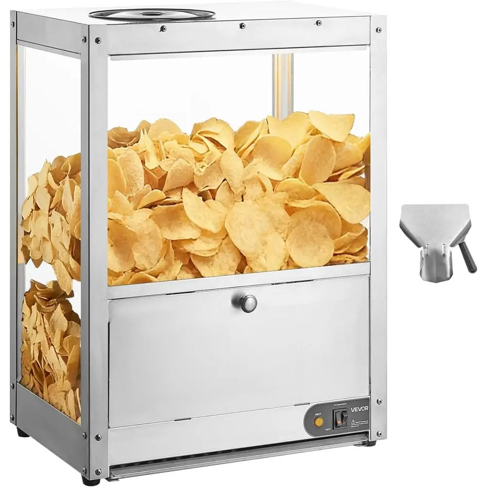 

Коммерческая машина для подогрева чипсов, 85QT, с нагревательной базой и индикаторной подсветкой, с подставкой для хранения, из нержавеющей стали.