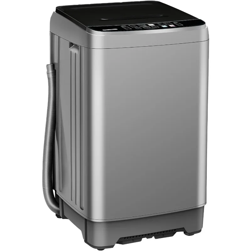 

Полностью автоматическая стиральная машина 15,6 фунтов, портативная компактная стиральная машина, 10 программ, 8 уровней воды со светодиодным дисплеем, темно-серый