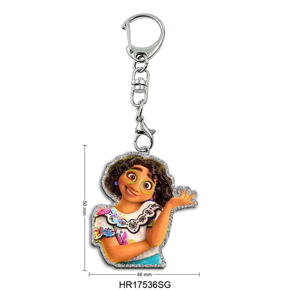 ديزني الأميرة Encanto اللون بريق سلسلة مفاتيح مصنوعة من الأكريليك DIY بها بنفسك الحرف الأطفال حفلة عطلة مجوهرات حقيبة الديكور