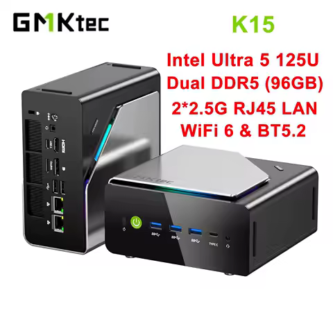 GMKtec K15 MINI PC Intel Ultra 5 125U DDR5 5600MT/s (Up to 96GB) PCIe3.0 Nvme SSD WIFI6E BT5.2 Dual 2.5G LAN Diy Gaming Computer