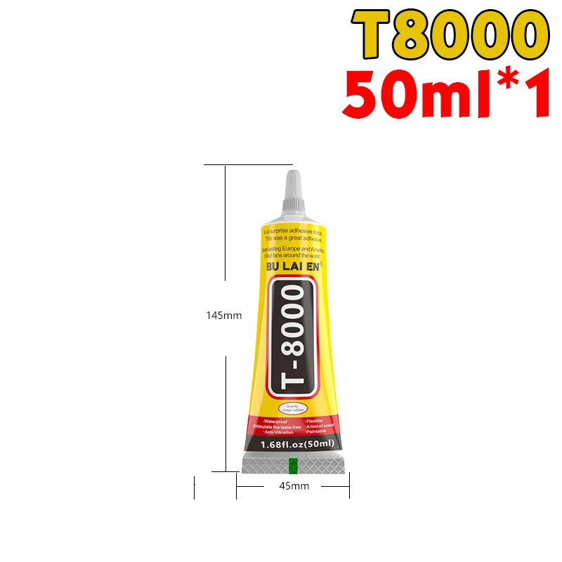 Klarer T-8000 und schwarzer T-7000-Klebstoff, 15 ml/50 ml/110 ml, Schmuckhandwerk, wasserfester, schnell trocknender Harzkleber, Handy-Bildschirm-Reparaturkleber