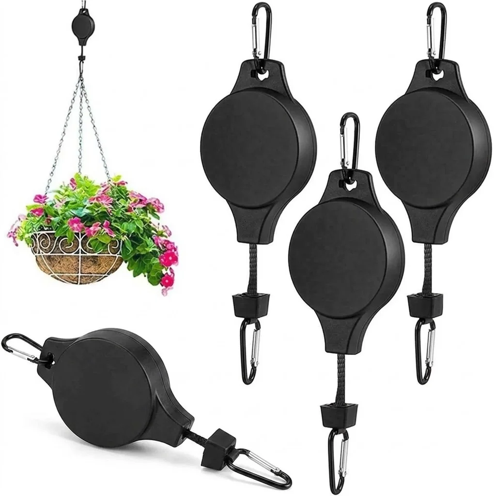 Adjustable Hook Plant Hanger Heavy Duty Auto Lock Mechanism Easy to Raise and Lower Plant Pulleys for Hanging Plants Perfect