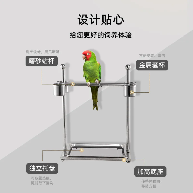 AOLIVIYA Large Stainless Steel Parrot Floor Stand Xuanfeng Training Interactive Perch Holder Birdcage Accessory Specialty Tools