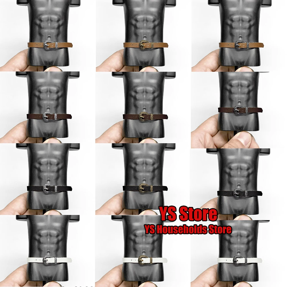 0.6 سنتيمتر عرض 1/6 مقياس مشبك معدني أسود/بني/قهوة/حزام جلد أبيض اللعب ملحق ل 12 "عمل الشكل الخصر الديكور #1