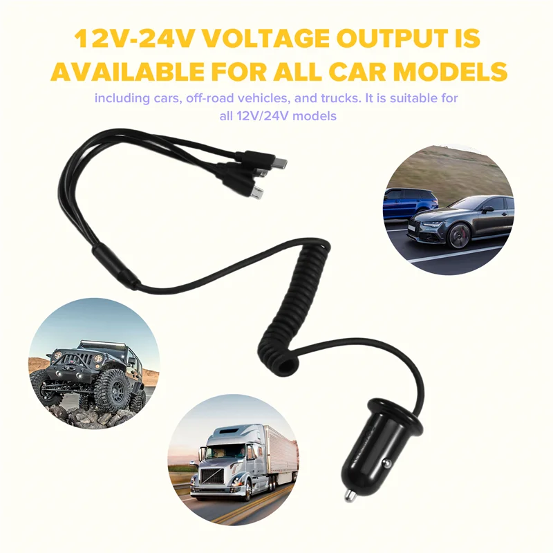 العالمي 3 واجهة شاحن سيارة محول شحن الطاقة ل IOS أندرويد نوع-C اكسسوارات الهاتف السيارات