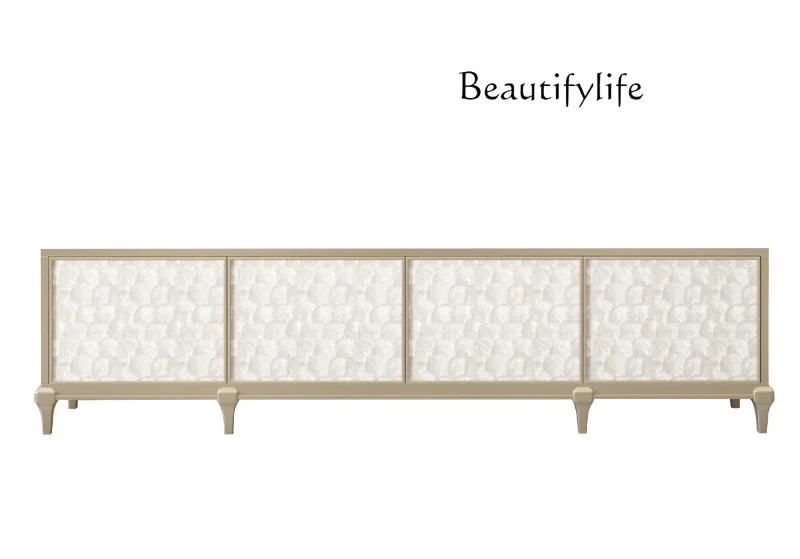 

Solid Wood Champagne TV Cabinet Light Luxury Bedroom Living Room Modern Simple Solid Wood TV Cabinet Coffee Table X