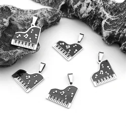 5PCS Stainless Steel Black and White Piano Music Note Pendant DIY Charm Necklace Bracelet Earring Making Jewelry Gifts