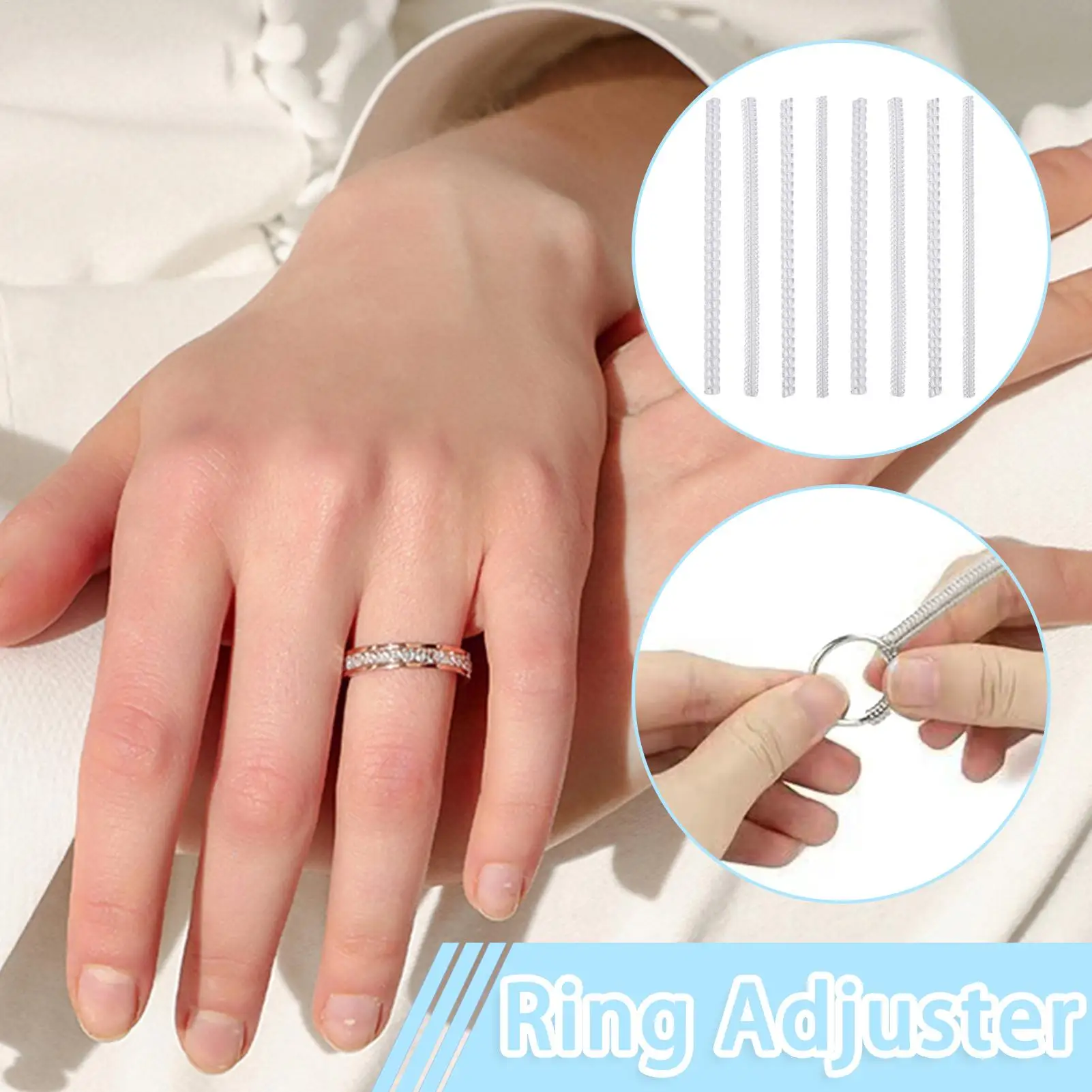 Ring Tightener 8 Pieces Invisible Silicone Ring Sizing Kit Jewelry Spacer for Daily Gym Party Bridal Birthday Holiday Engagement