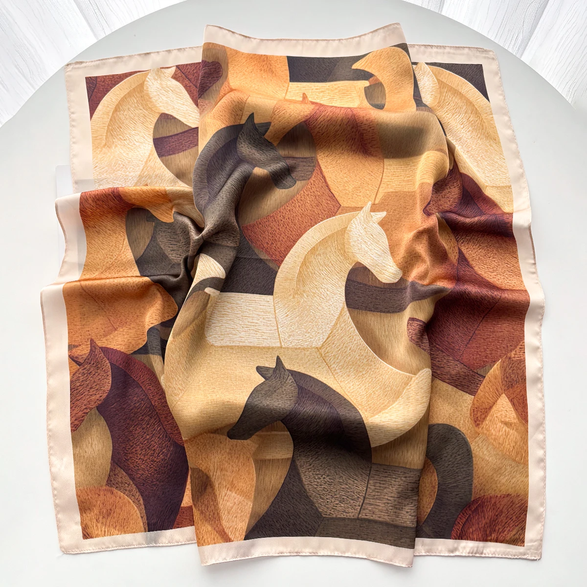 Damen Quadratischer Luxus-Seidenschal, Elegantes Design-Print-Stirnband, Kleine Haarschals, Damen-Taschentuch, Bandana – Detail 11