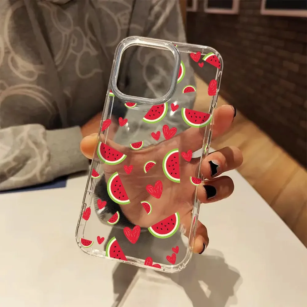 

Sweet Heart Watermelon Aesthetic Clear Phone Case Cover for iPhone 16 11 12 13 14 15 Pro Max Plus XR XS X 7 8 SE 2022 2020 Funda