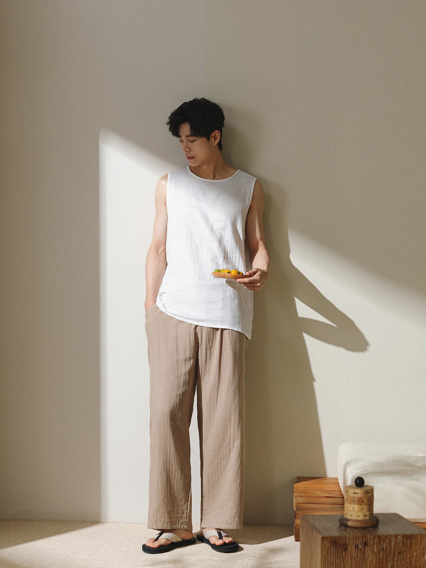 pure-cotton-summer-sleepwear-for-boys-no-sleeve-long-pants-double-layer-gauze-home-clothes-set-soft-comfortable-breathable