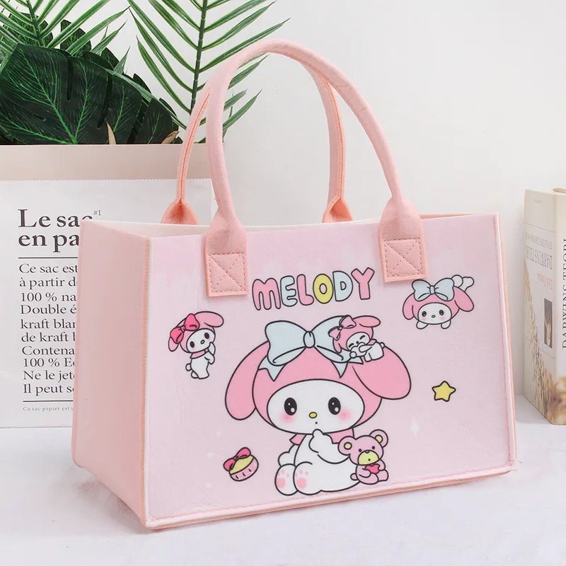 Sanrio Hello Kitty filcowa torebka Cute Cartoon Cinnamoroll Kuromi wypoczynek zakupy o dużej pojemności modna torba do przechowywania kobiet prezenty