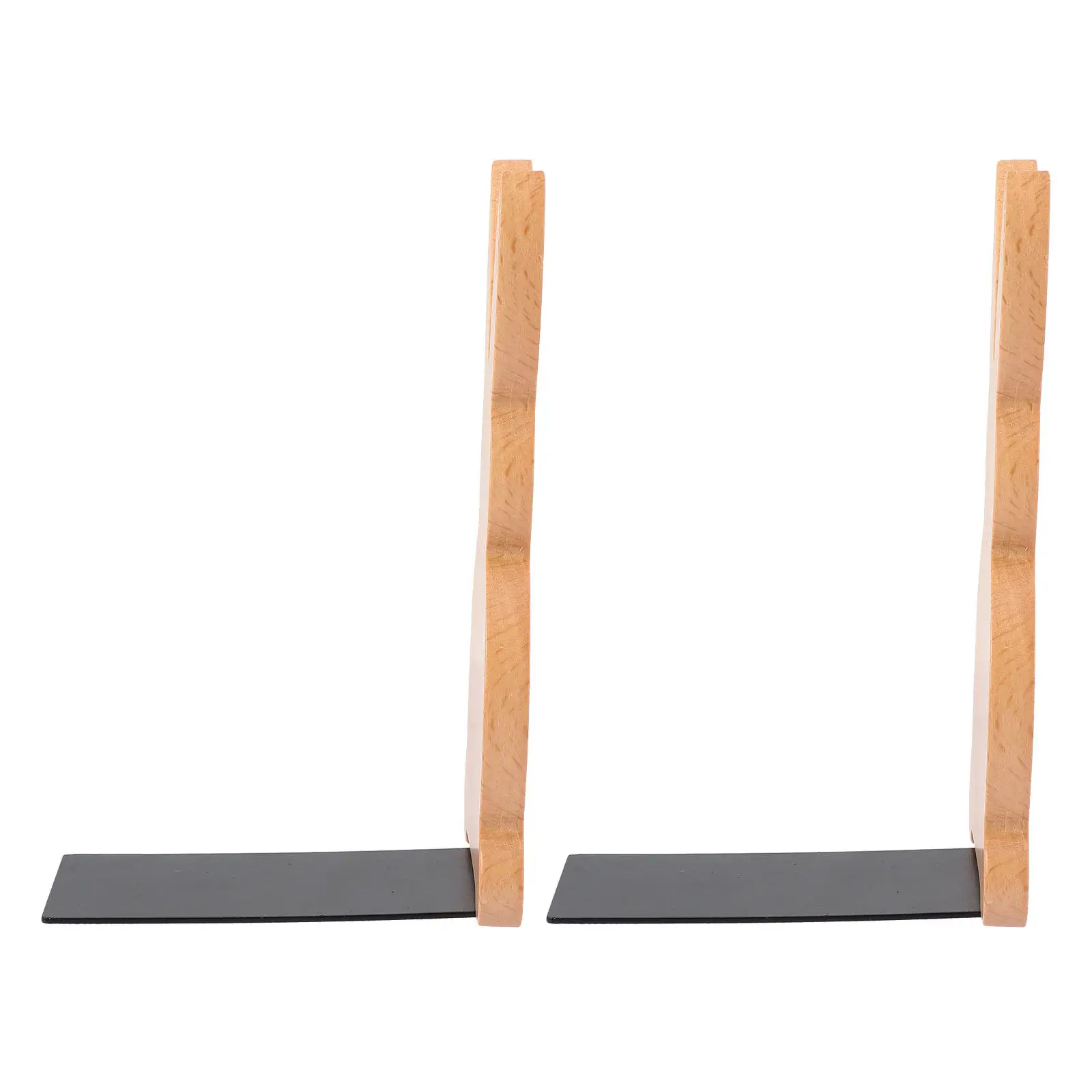 2Pcs Wooden Rabbit Bookends Creative Desktop Book Holder Non-Slip Base Bookshelf Organizer Home Office Study Desk Decor
