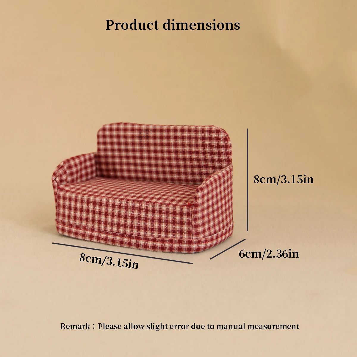 Miniaturmöbel 1:8-1:12 Stoff-Klappsofa geeignet für Mini-Hausdekoration – Detail 2