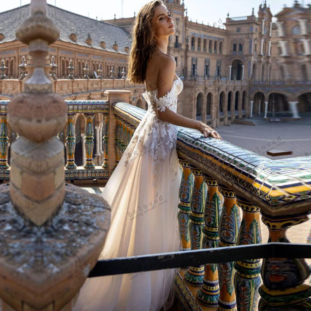 Gorgeous Wedding Dresses Graceful Bridal Gowns Lace Appliques Off The Shoulder Robes Sexy High Slit Vestidos De Novia Customized
