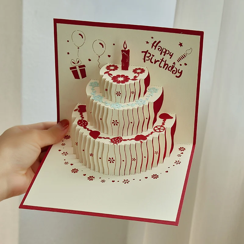 3D Pop-Up Geburtstagstorten-Grußkarten Einladungskarten für Jungen Mädchen Kinder Geschenk Dankeskarten Miniaturen Beste Wünsche Postkarte – Detail 7