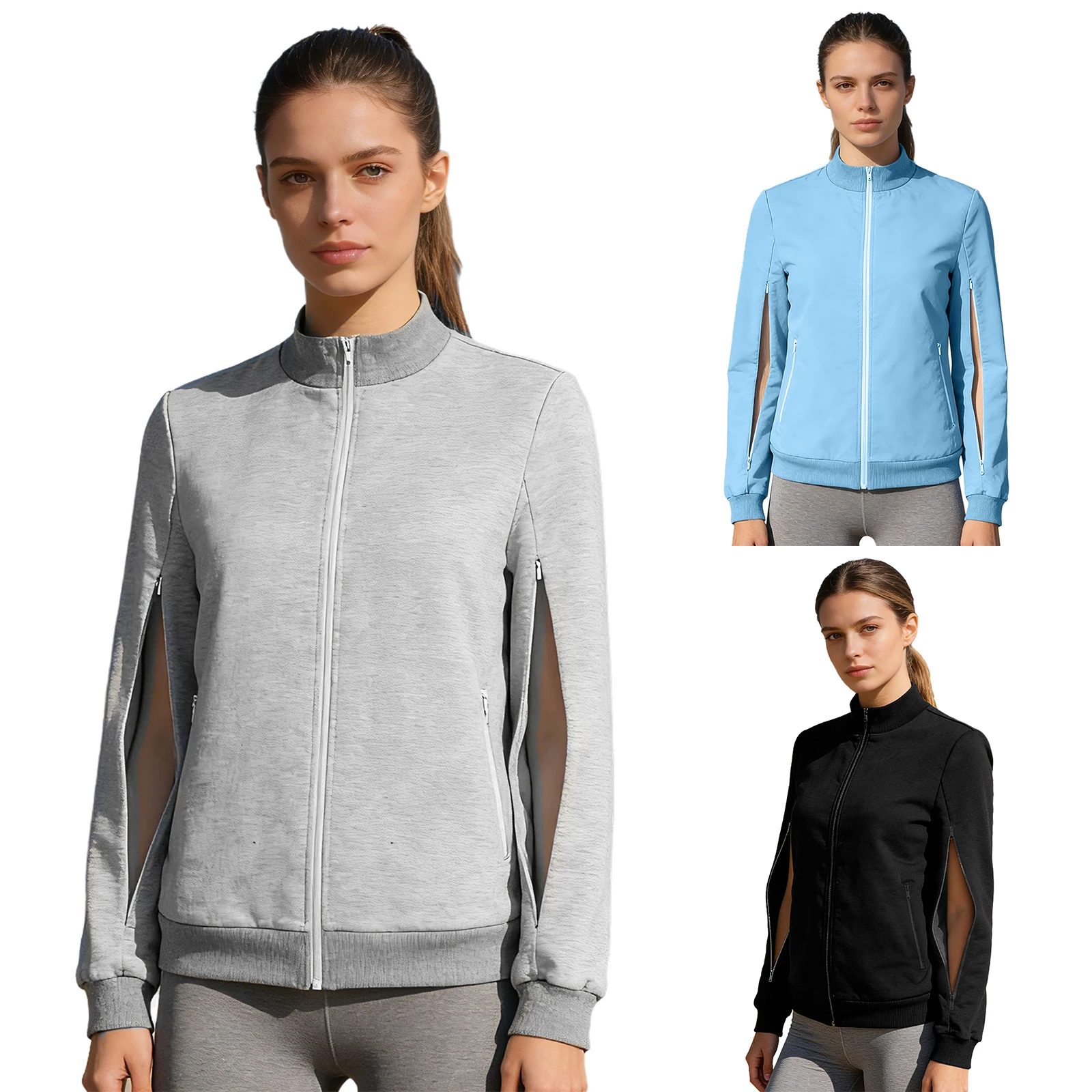 Dames Dialyse Sweatshirt Tops Casual dagelijks gebruik Lange mouwen met verborgen ritszakken Hemodialyse Adaptieve jas Bovenkleding - afbeelding 2