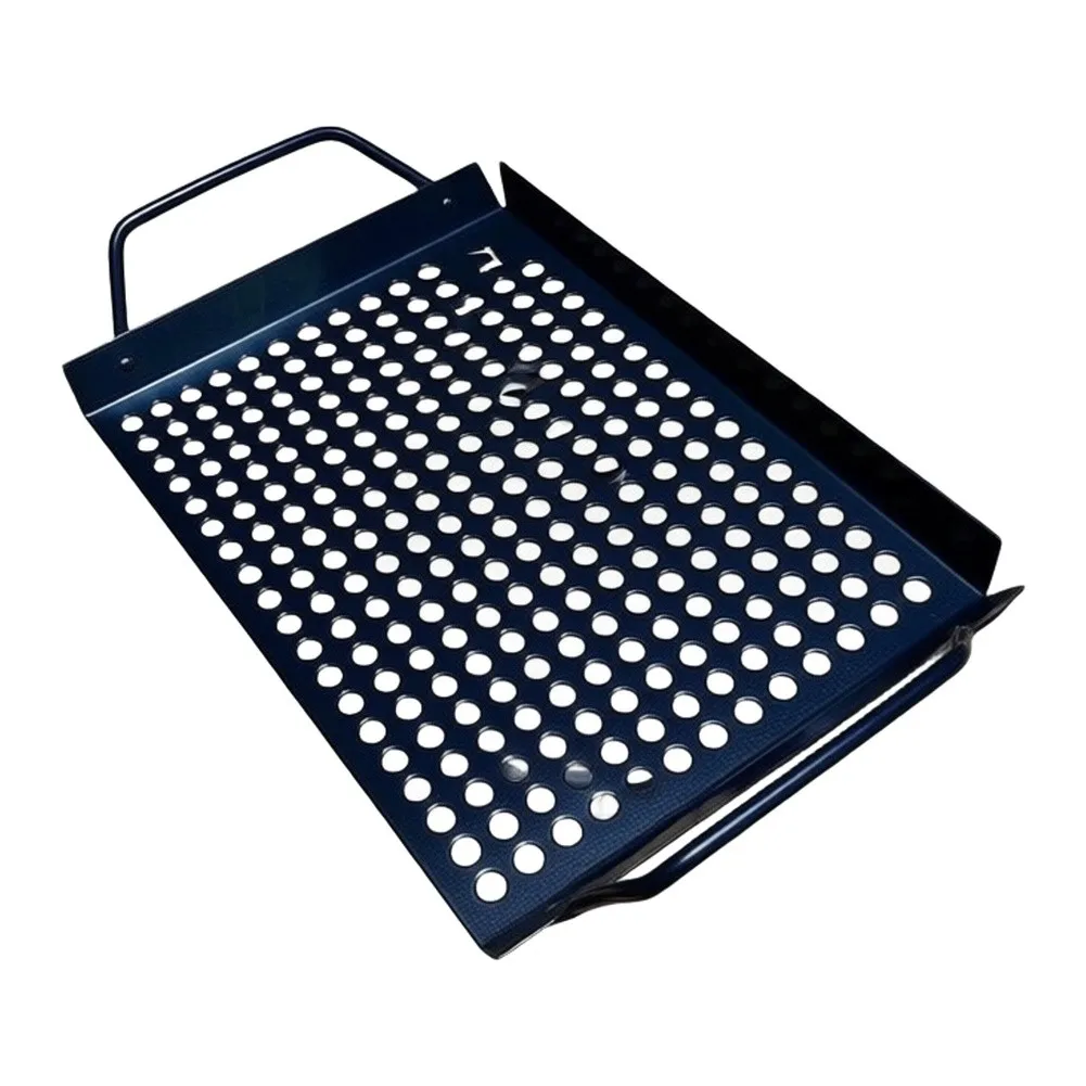 Outdoor Cooking Tray BBQ Grill Pan Drainage Holes Design Even Heat Distribution Metal Construction Fat Drainage System