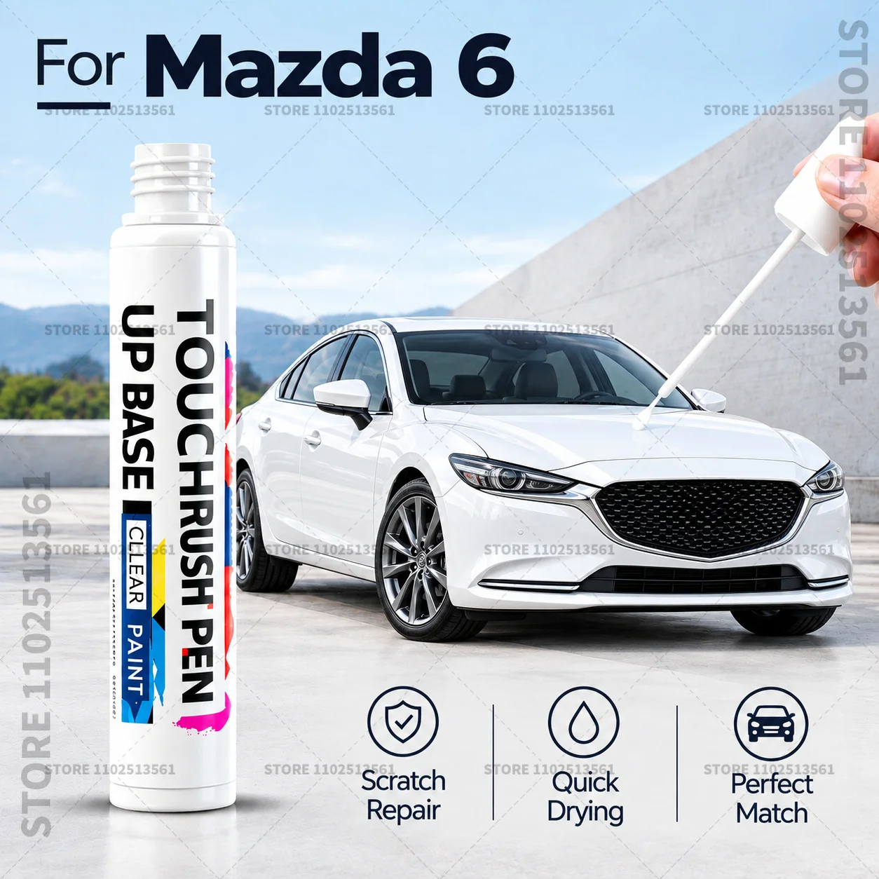 For Mazda 6 Blue White Black Car Scratch Remover Paint Pen Touch Up Marker for Auto Body Repair Door Bumper Fender Accessories