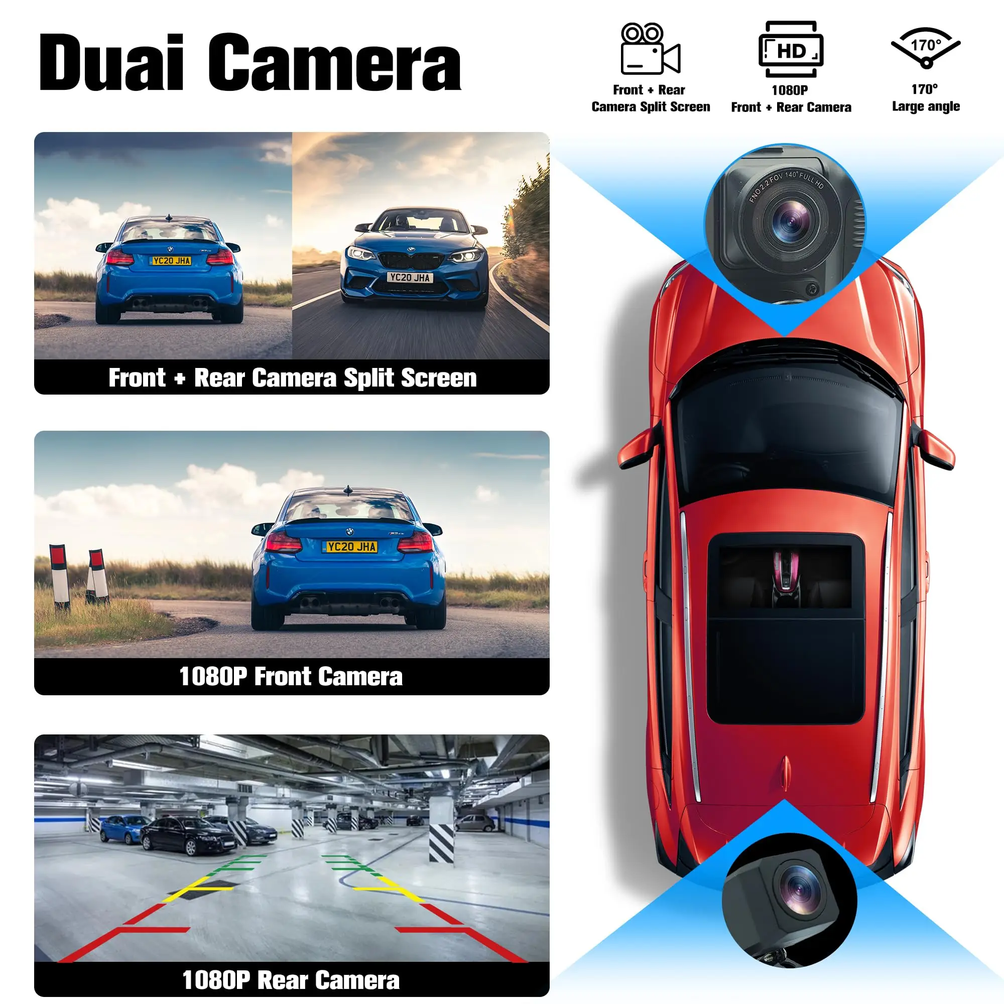 Carplay Nirkabel Android Auto, Carplay Stereo Android Carplay Bluetooth Putar Mobil AUX Layar Android Bluetooth 1080P + 2.5K Kartu SD