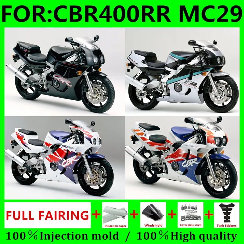 New ABS Motorcycle Whole Fairings Kit for CBR400RR NC29 MC29 1991-1999 CBR400 RR MC29 NC29 92 93 94 95 96 Bodywork full fairing