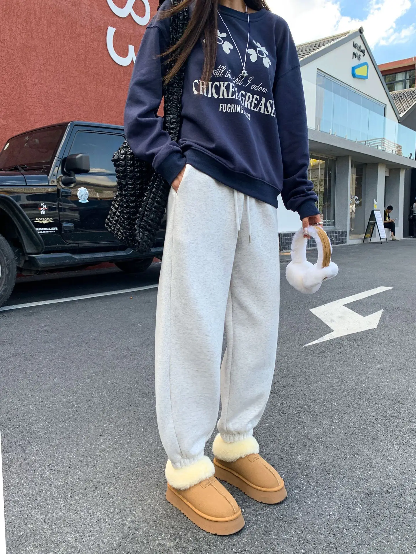 2025 الخريف/الشتاء أفخم هوا القطن يغطي عالية الخصر السراويل الحمام غير رسمية لينة الدبق فضفاض جديد المرأة لامب المخملية #6