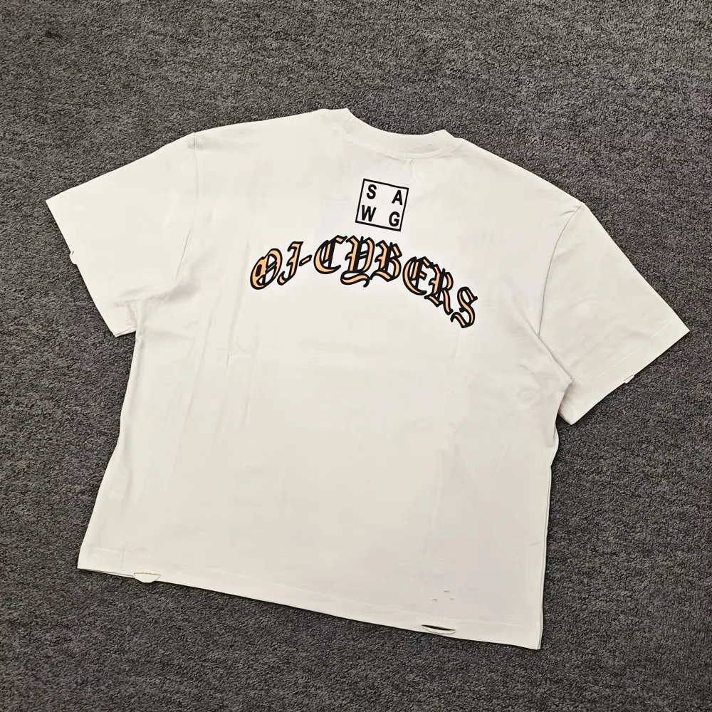Y2K Retro Unisex T-shirt Vintage Collage Distressed Letter Patch Graphic Print Short Sleeve Tee Street Style Loose Tops