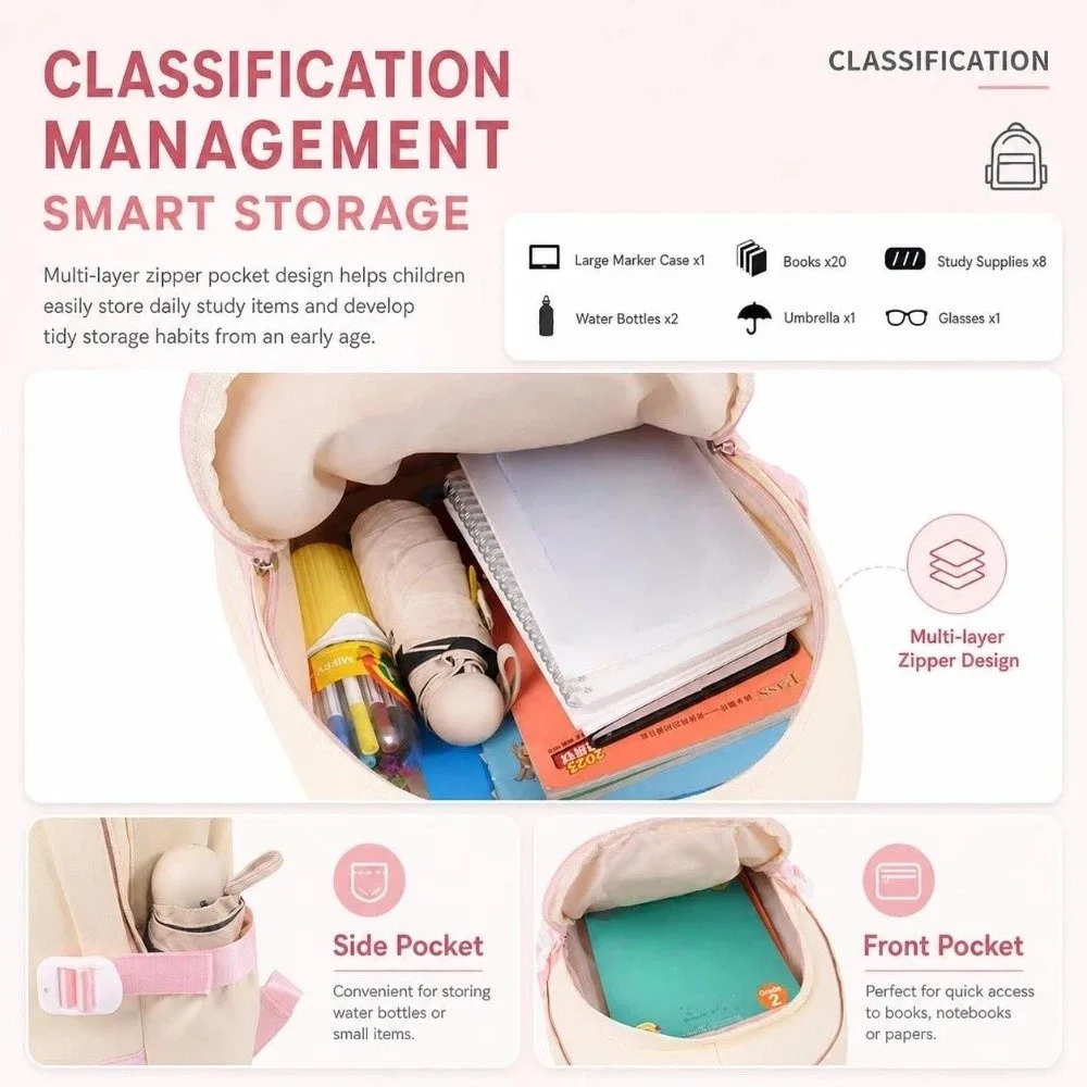 3D Cute Bear Backpack Waterproof Oxford Cloth Student Schoolbag Lightweight Versatile School Backpack Children,teenagers