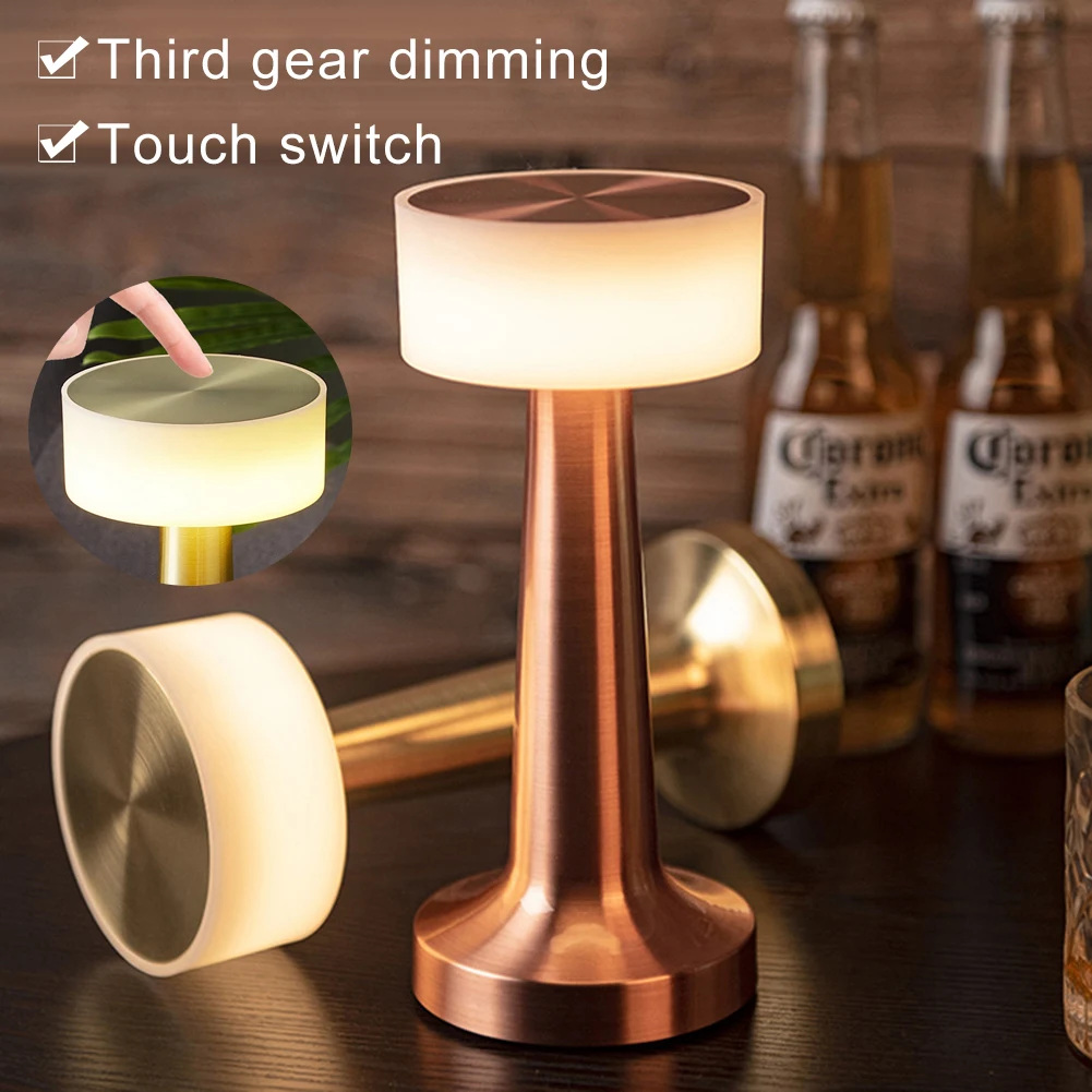 

Portable LED Table Lamp With Touch Sensor 3 Levels Brightness Dimmable Bedside Lamp Rechargeable Dumbbell Nightstand Lamp