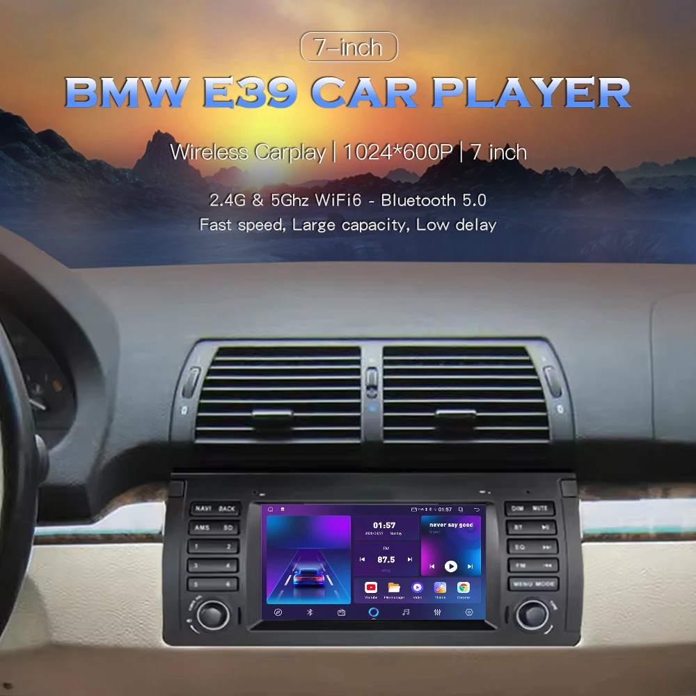 7 Inch Car Radio 2 Din Carplay Android Auto for BMW 5 Series E39 X5 2004-2006 Wireless Multimedia GPS Player - view 2