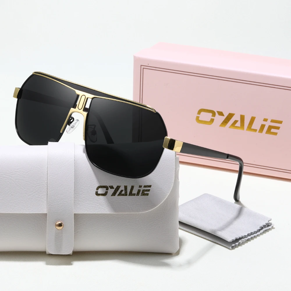 نظارات شمسية عصرية فاخرة للرجال من Oyalie متغيرة الألوان، نظارات شمسية بإطار معدني كلاسيكي للرجال، نظارات قيادة للسفر