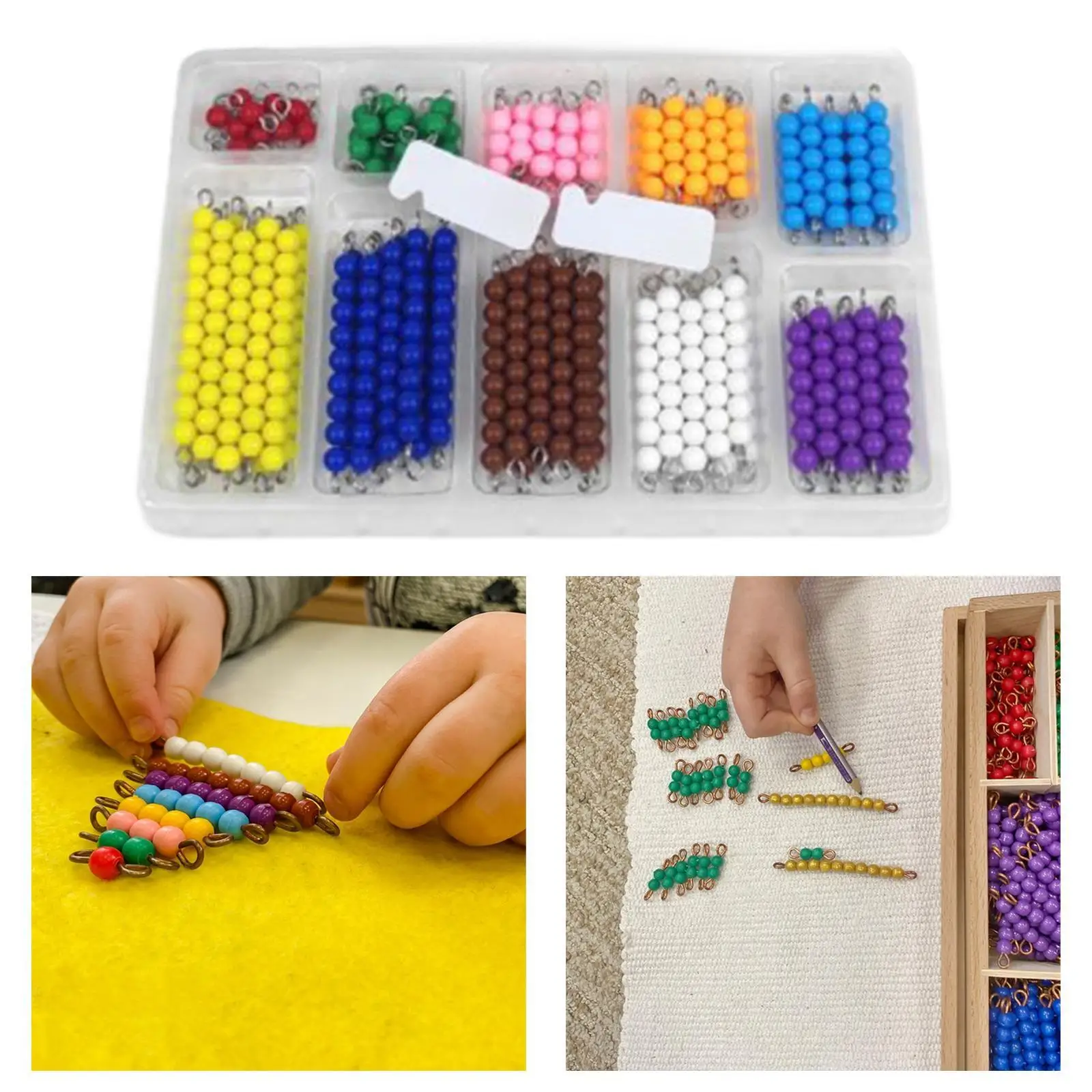 Montessori Checker Board Beads Mathematics Teaching Aid Number Counting Preschool Learning Toy for Boys Girls Children Kids