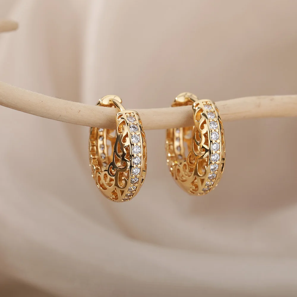 

Flora Hoop Earrings for Women Cubic Zirconia Stainless Steel Earrings 2024 Trend Female Couple Flower Aesthetic Ear Jewelry aros