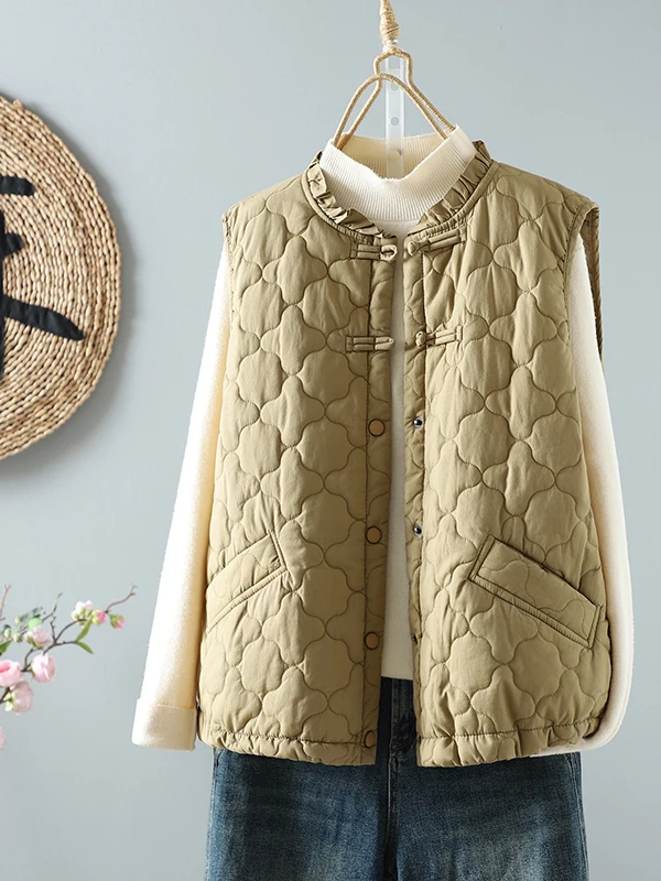 

Осень-зима 2025 г. Thiened, повседневный свободный женский жилет, дэт, ретро-дизайн на пуговицах, модная верхняя одежда, удобные конверты...