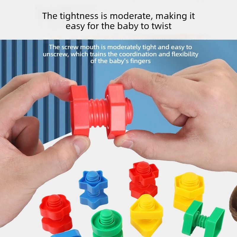 For Baby DIY Screw Toy Shape Matching Building Block Assembly Puzzle Early Education Montessori Nut Combination Gift for 3-6 Kid