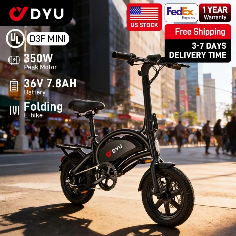 

【Гарантия 1 год】Электровелосипед DYU D3F с 14-дюймовыми колесами, двигателем 500 Вт, литиевой батареей 280 Вт·ч, скорость до 32 км/ч, городской электровелосипед, стандарт UL2849