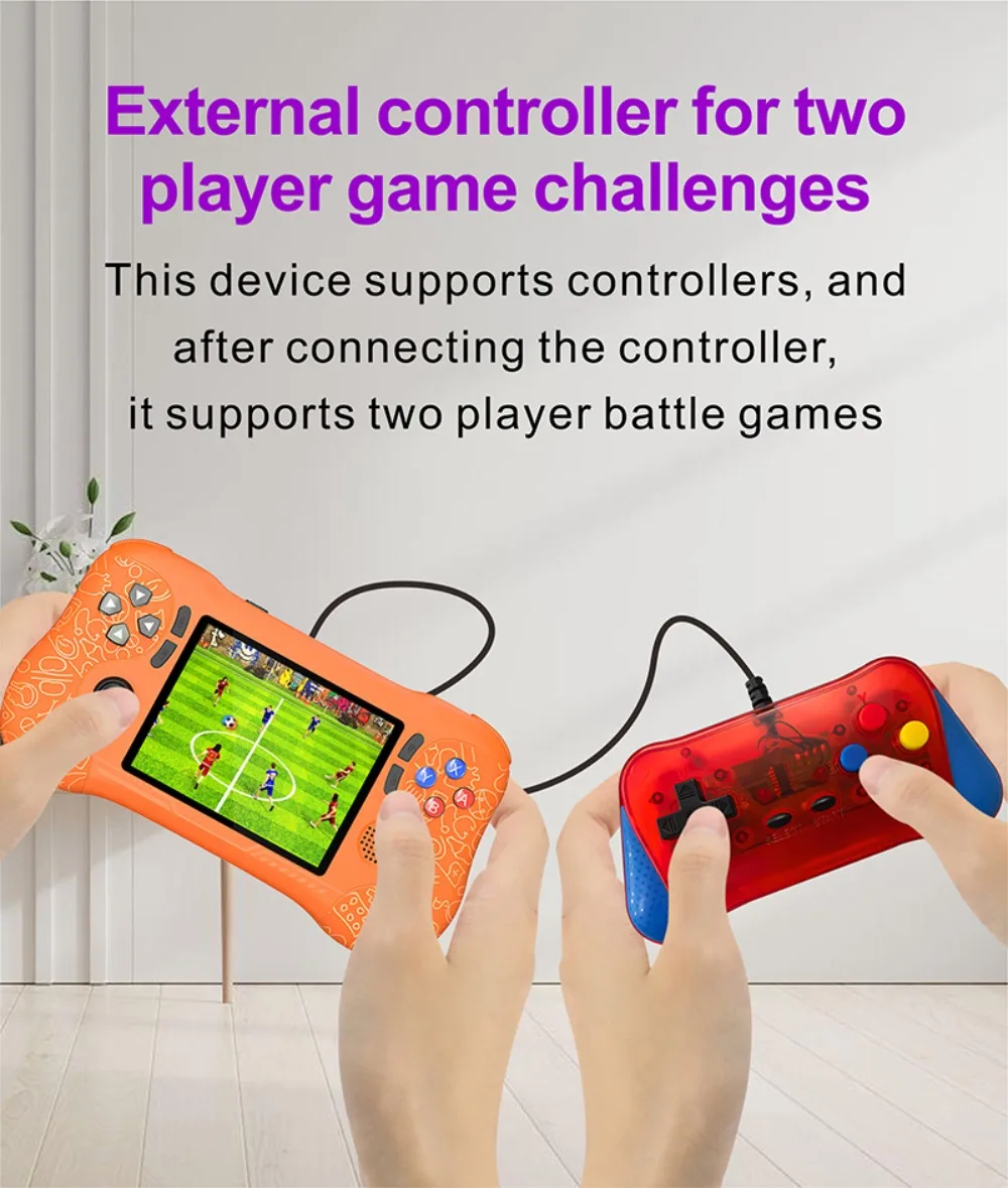 800개의 클래식 게임이 내장된 레트로 휴대용 휴대용 게임 콘솔, 3.5인치 LCD 화면, 2인용 게임패드, 어린이 및 성인용