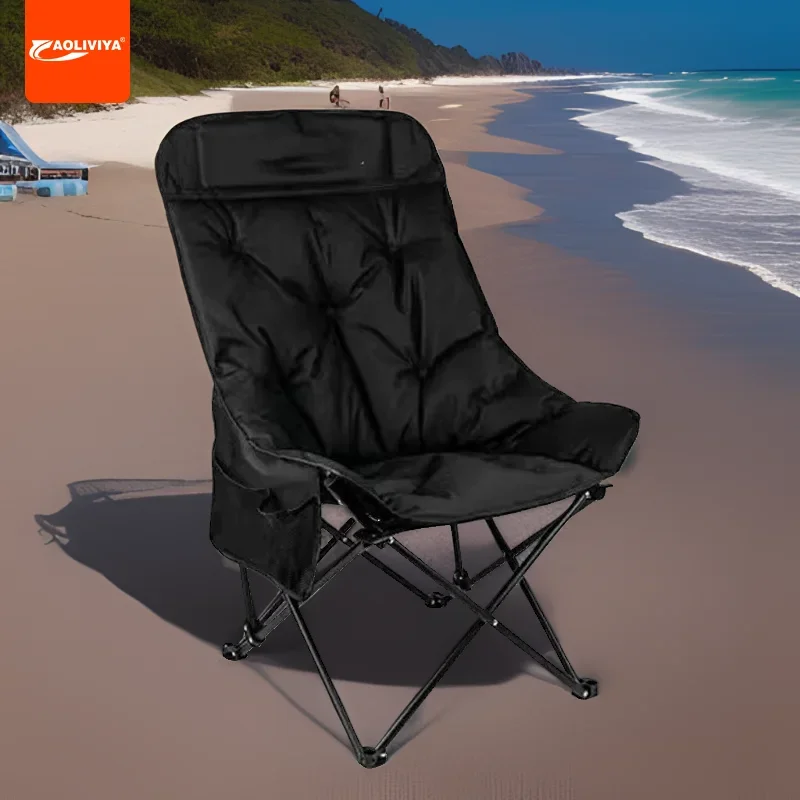 

Aoliviya Official Thickened Fold Chair Outdoor Portable Folding Stool Camping Fishing Stool Moon Chair Leisure Folding Chair Lun