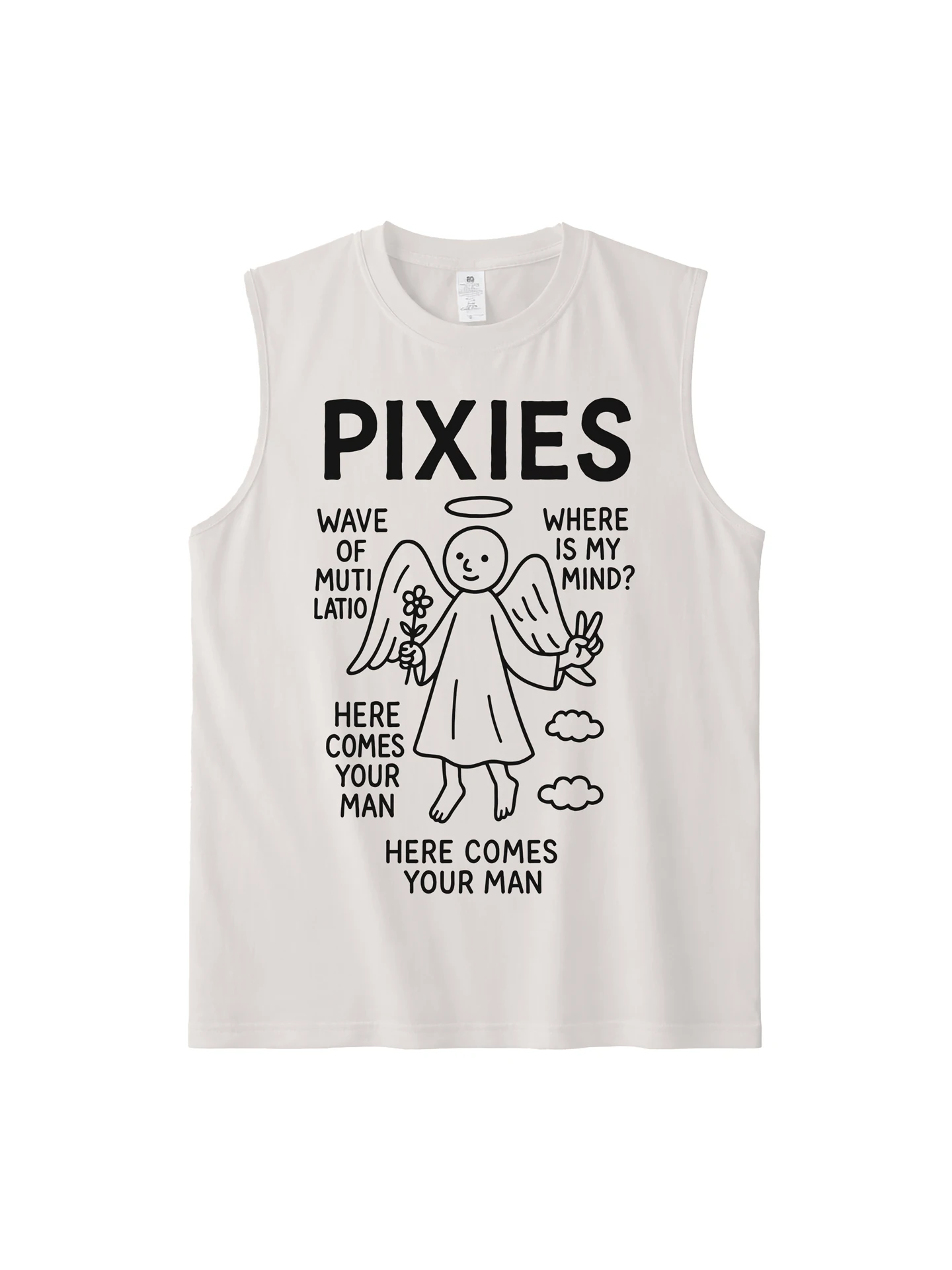 Pixies Band American Casual Graffiti Pure Cotton Rock Style Summer Sleeveless Tank Top Youth Fashion Printed Moisture Wicking